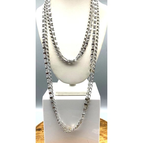 Vintage Sarah Coventry Eloxal Necklace, Four Strand Silver Tone Chain - Picture 1 of 4